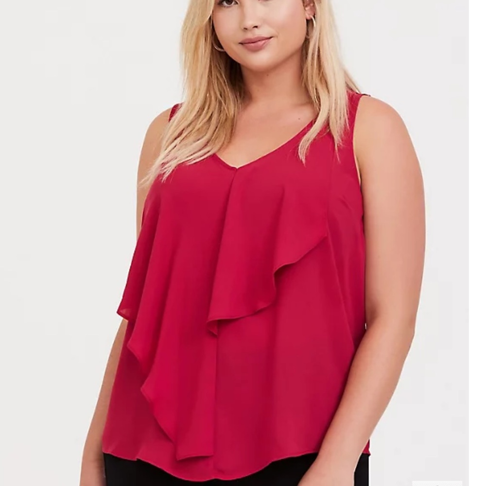 Torrid Georgette with ruffle top.